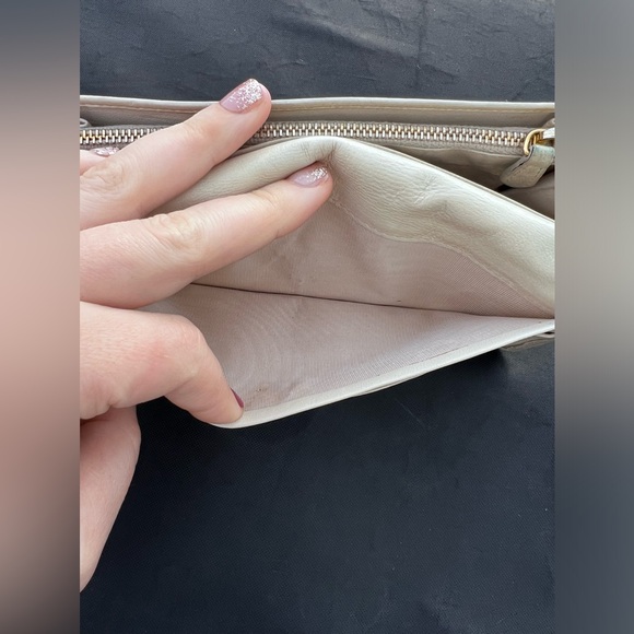 Prada Nappa Leather Gather Long Trifold Wallet Cera Cream Logo - Picture 13 of 17